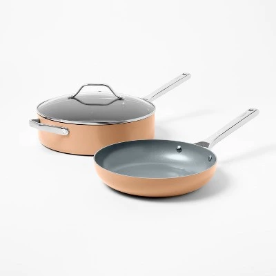 7pc Nonstick Ceramic Coated Aluminum Cookware Set - Figmint™ Terracotta Orange 3 7pc Nonstick Ceramic Coated Aluminum Cookware Set - Figmint™ Terracotta Orange - Image 2