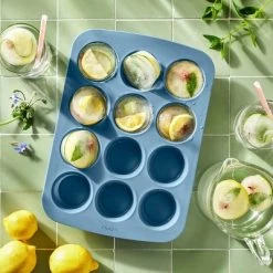 12ct Silicone Muffin Pan Blue - Figmint™