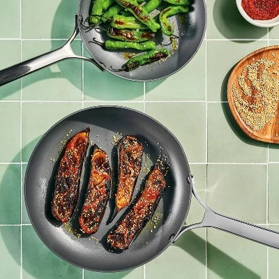 2pk (8" & 10") Aluminum Nonstick Hard Anodized Frypan Set Dark Gray - Figmint™