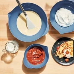 3pc Plastic Mixing Bowl Set with Pour Spots (no lids) - Figmint™ Blue