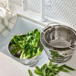 3pc (1.5qt, 3qt, and 5qt) Stainless Steel Colander Set Silver - Figmint™