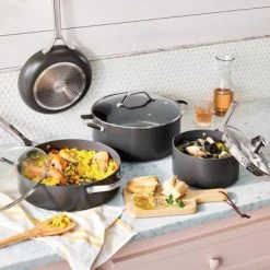 7pc Nonstick Hard Anodized Aluminum Cookware Set Dark Gray - Figmint™