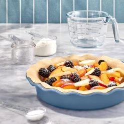 9" Round Stoneware Ruffle Pie Dish - Figmintâ„¢ Cream