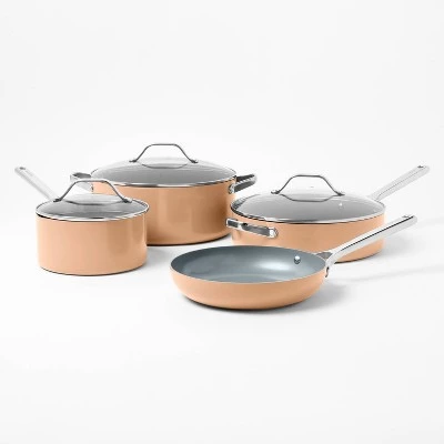 7pc Nonstick Ceramic Coated Aluminum Cookware Set - Figmint™ Terracotta Orange 12 7pc Nonstick Ceramic Coated Aluminum Cookware Set - Figmint™ Terracotta Orange - Image 11